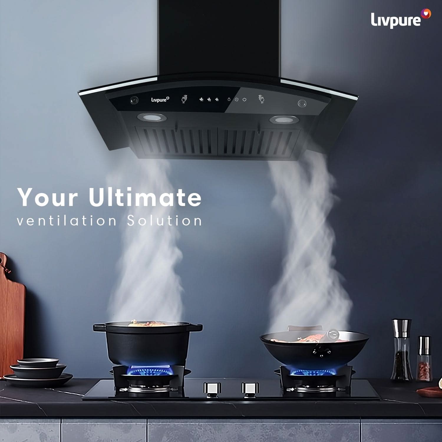 Livpure  Livpure Elega-60 Auto Clean Wall Mounted Chimney  (Black 1300 CMH)