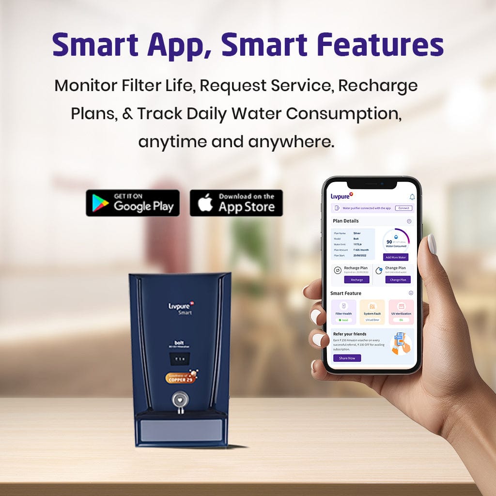 Livpure  RO Bolt Copper (RO+UV+ Mineraliser) Water Purifier on Subscription
