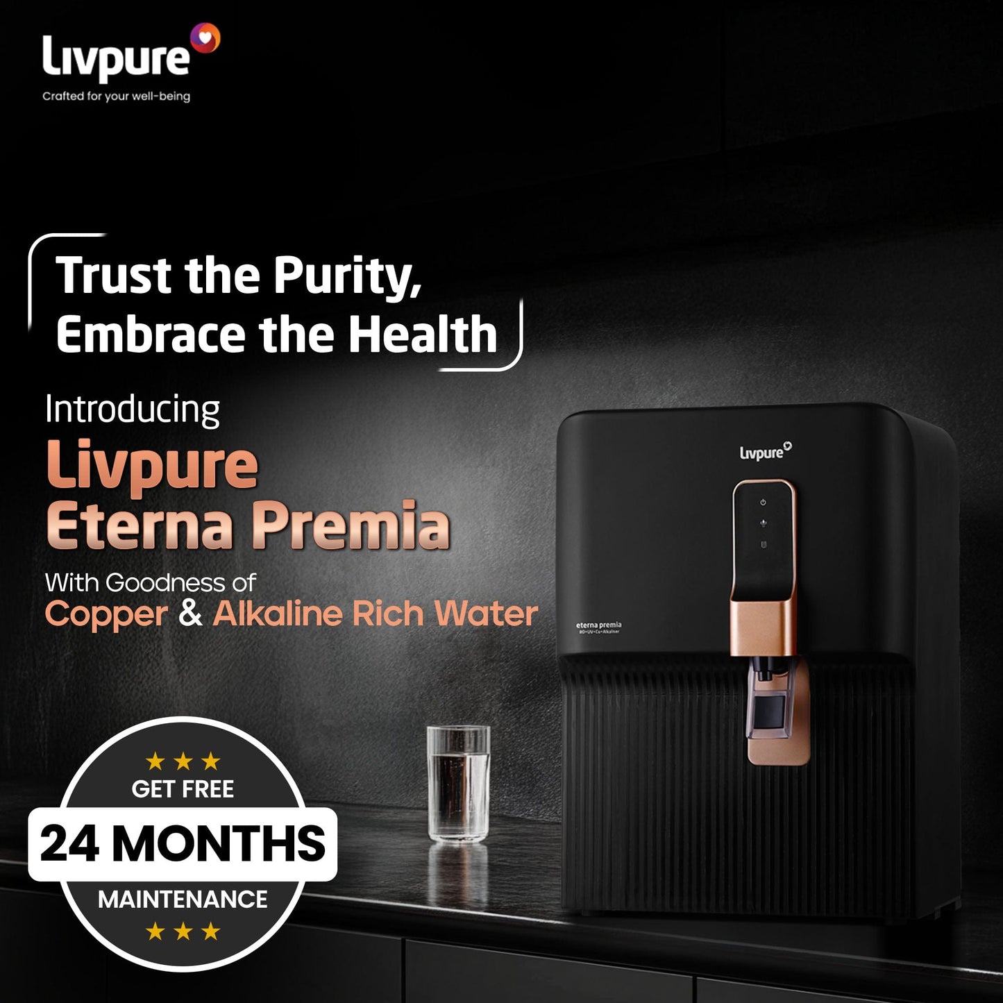 Livpure RO LIVPURE LIV-ETERNA-PREMIA RO + UV + CU Guard + Alkaline Enhancer