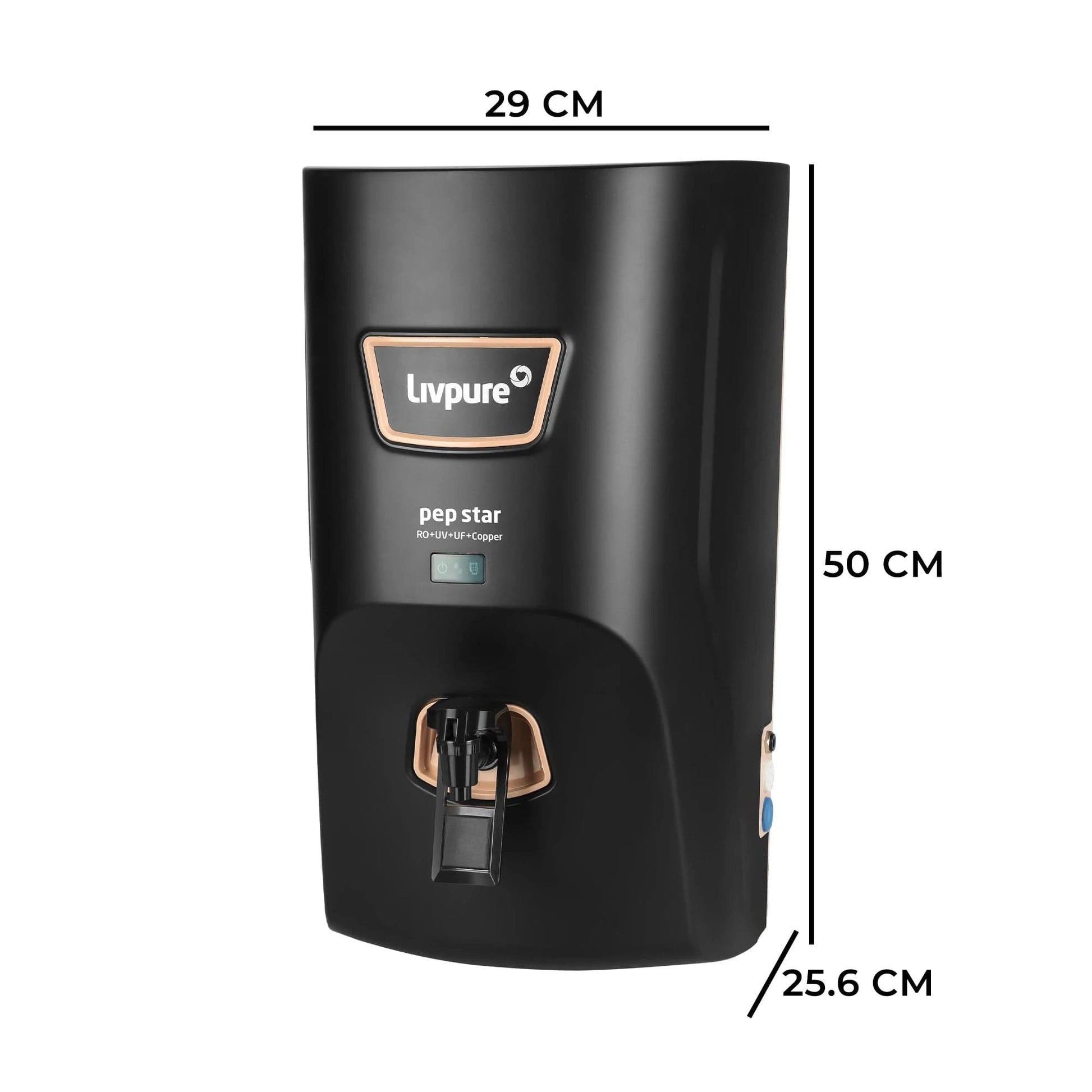 Livpure RO LIVPURE LIV-PEP-STAR-COPPER 7 L RO + UV + UF + Minerals + Copper Water Purifier  (Black)