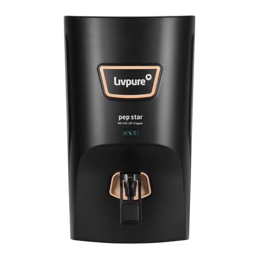 Livpure RO LIVPURE LIV-PEP-STAR-COPPER 7 L RO + UV + UF + Minerals + Copper Water Purifier  (Black)