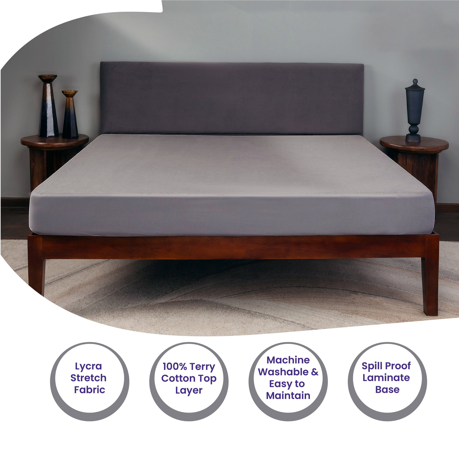 Livpure Sleep Bed & Linen Livpure Smart Fitted Breathable, Stretchable, 100% Waterproof, Ultra Soft Terry Mattress Cover