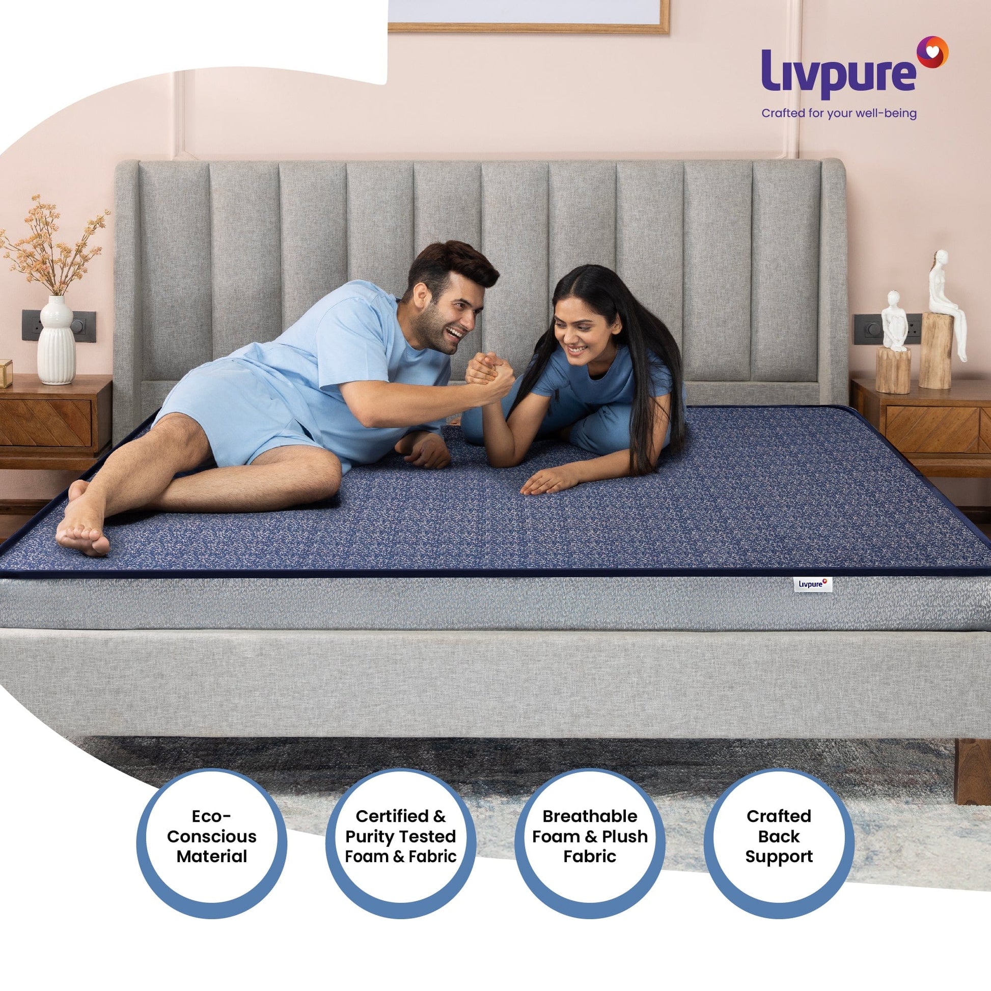 Livpure Sleep Mattress Element: Elements Reversible HR Foam Mattress | Premium Certified Fabric