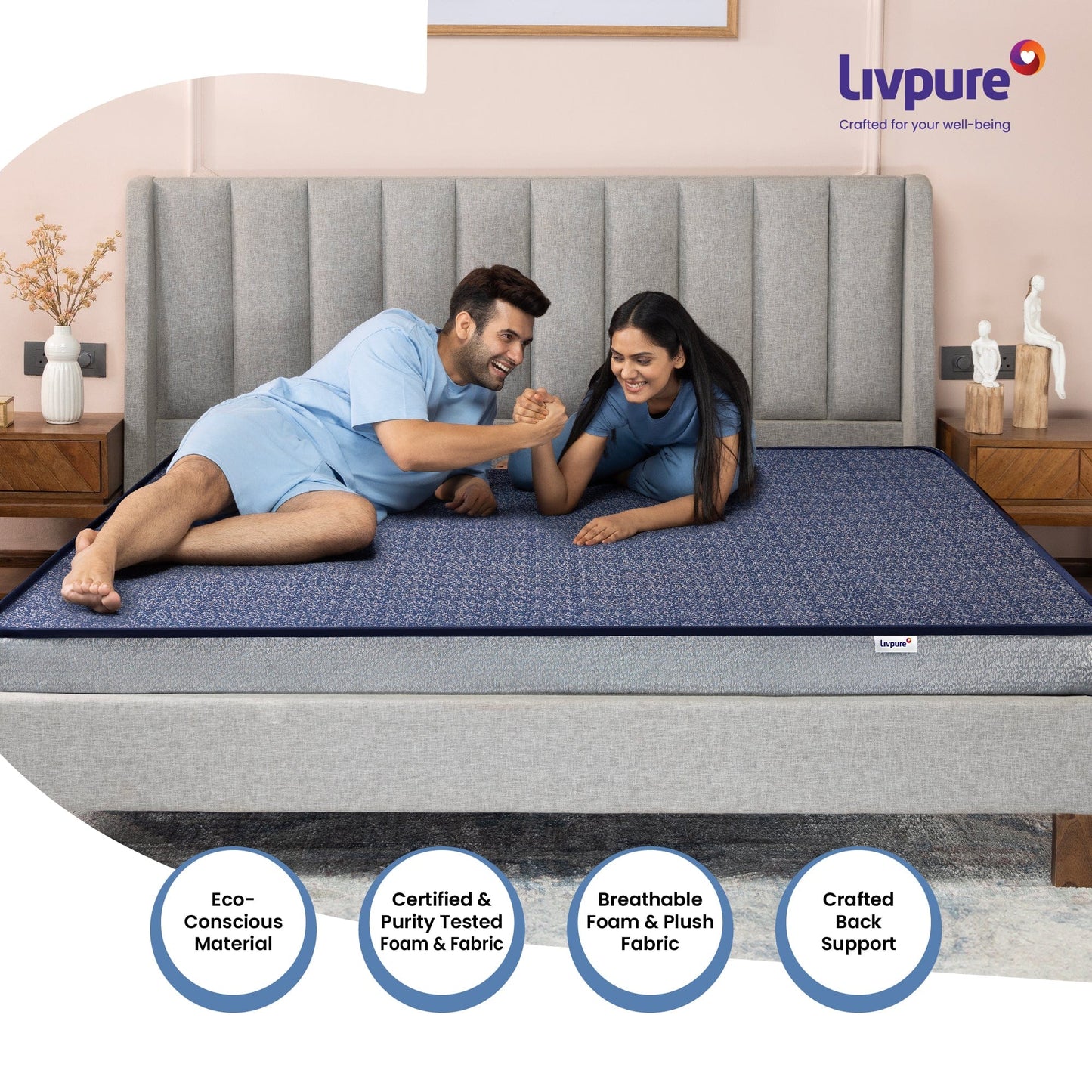 Livpure Sleep Mattress Element: Elements Reversible HR Foam Mattress | Premium Certified Fabric