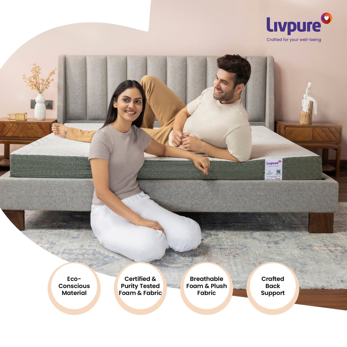 Livpure Sleep Mattress Regal: Latex + Ortho HR Foam Mattress with Bouncy Ergonomic Support